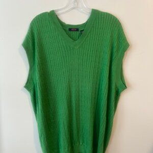 Verto Green Silk blend Rib knit V-neck sweater vest, size XL